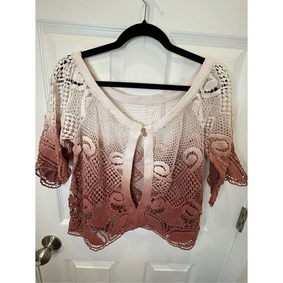 Ginnicks women’s lace top size medium pink ombré - Picture 2 of 6